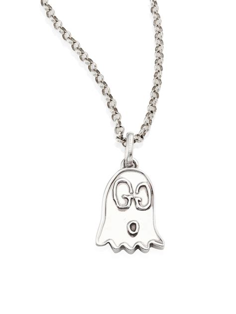 silver guccighost charm|gucci ghost necklace silver.